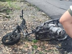 Motor Mio Terbakar di Gotong Royong, Pemilik Selamat