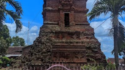 Struktur utama Candi Ngetos yang terbuat dari bata merah khas era Majapahit di Nganjuk, Jawa Timur.