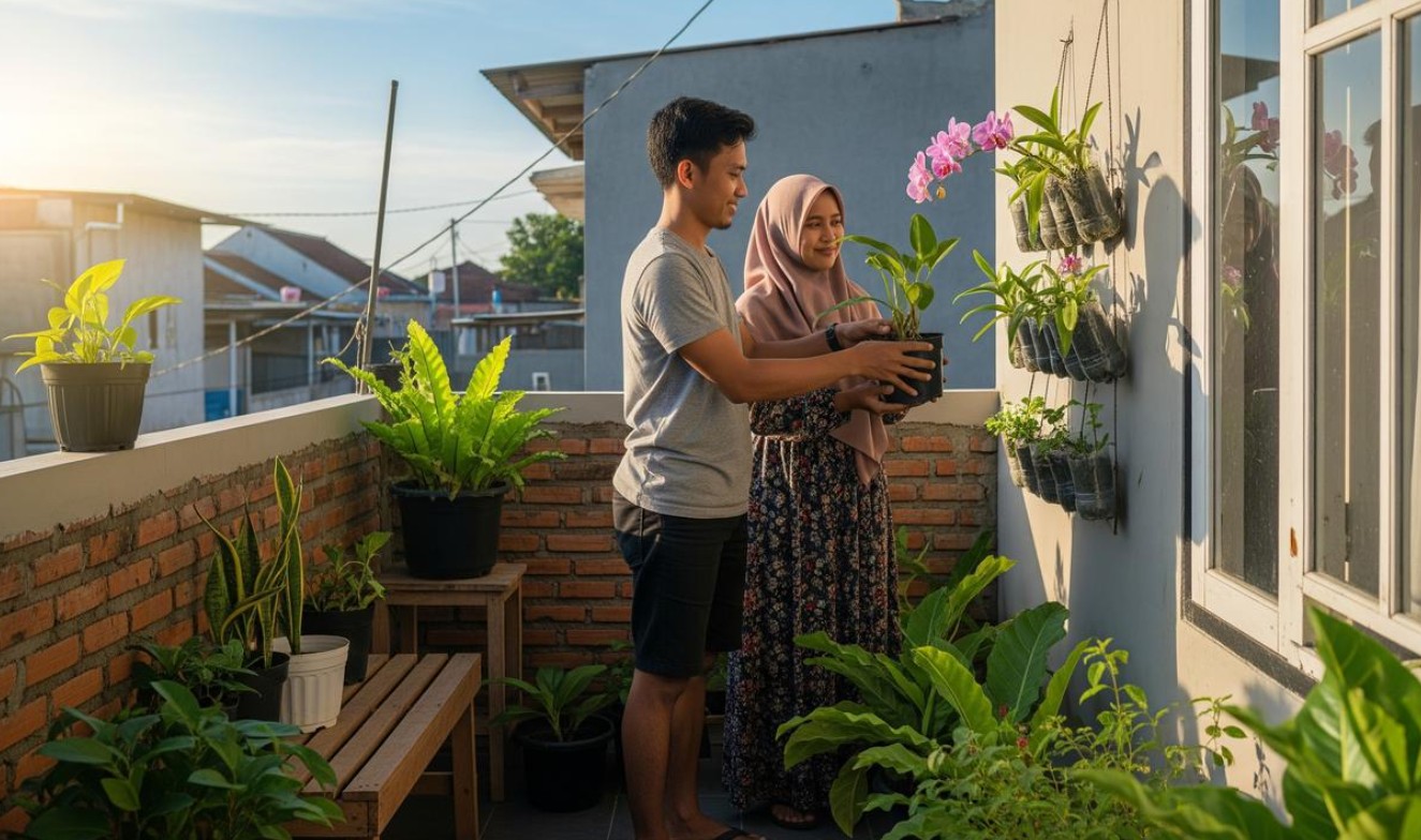 Aktivitas menata tanaman hias di teras rumah tidak hanya mempercantik hunian, tetapi juga menciptakan harmoni dan energi positif bagi pemiliknya.