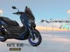 Tampak samping motor YAMAHA NMAX NEO 2026 varian warna Matte Blue terbaru dengan aksen pelek biru elegan.